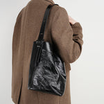 Load image into Gallery viewer, Lazy And Comfortable Pleated Top Layer Cowhide Bucket Bag