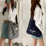 Load image into Gallery viewer, Metro Striped Canvas Shoulder Tote