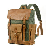 Load image into Gallery viewer, Canvas Stitching Crazy Horse Leather Backpack Oil Wax Waterproof Computer Schoolbag
