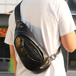 Load image into Gallery viewer, Genuine Leather Men's Chest Bag One-shoulder Leisure Sports