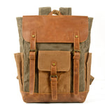 Load image into Gallery viewer, Canvas Stitching Crazy Horse Leather Backpack Oil Wax Waterproof Computer Schoolbag
