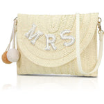 Load image into Gallery viewer, Bachelor Party Straw Shoulder English Letter Tote