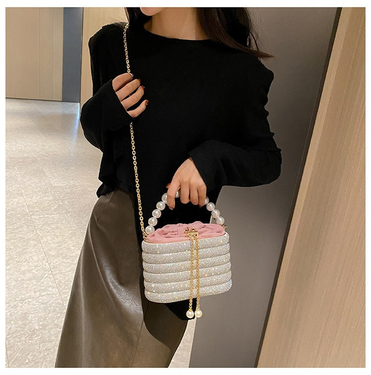 IwIeIaIrI Mini Hobo Shoulder Bag - Cute Pearl Accent Purse For Women (Multiple Colors)