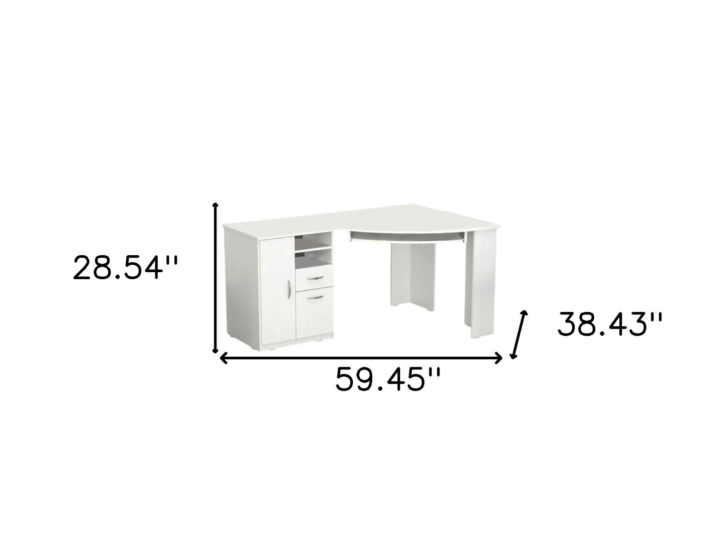 59" White Computer Desk With Two Drawers