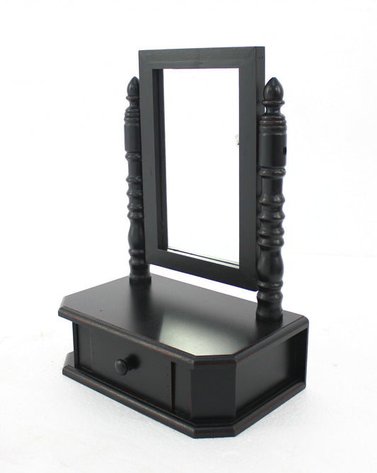 20" Black Wood Framed Makeup Shaving Tabletop Mirror