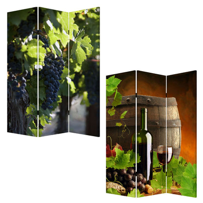 48" X 72" Multi Color Wood Canvas Wine Country  Screen