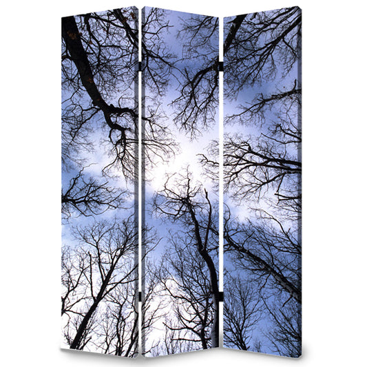 48" X 72" Multi Color Wood Canvas Forest  Screen