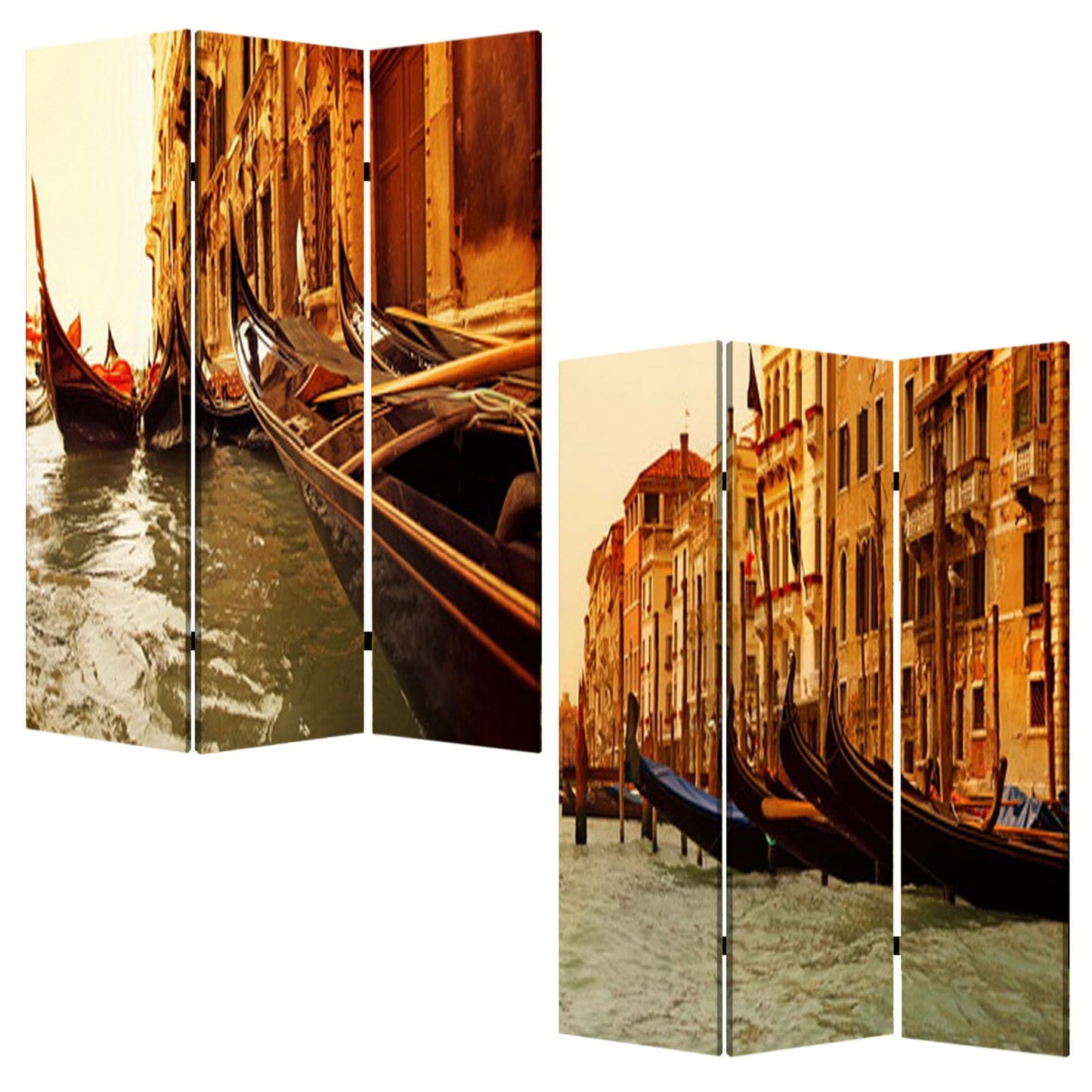 48" X 72" Multi Color Wood Canvas Venice  Screen