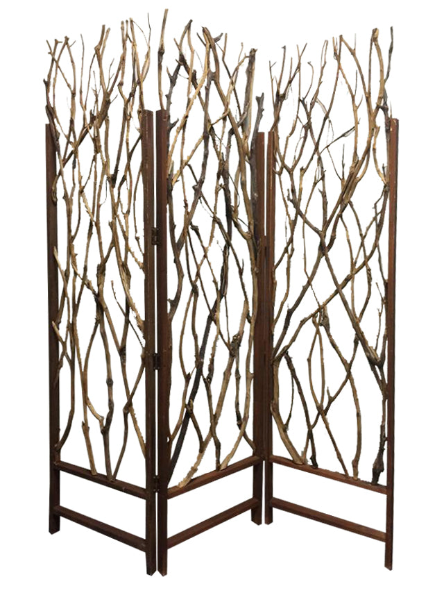 58" X 70" Brown Wood Tree Screen