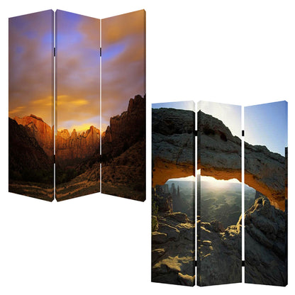 48 X 72 Multi Color Wood Canvas Desert  Screen