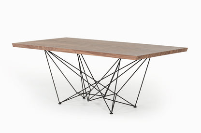 30" Walnut Veneer And Metal Dining Table