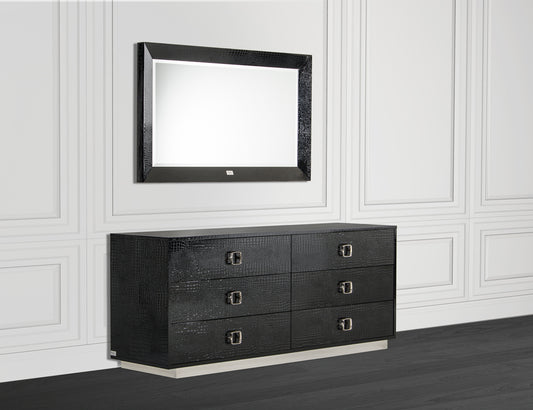 63" Black Six Drawer Double Dresser