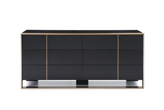 29" Black And Brushed Bronze Dresser