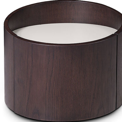 17" Dark Brown Solid Wood Round End Table