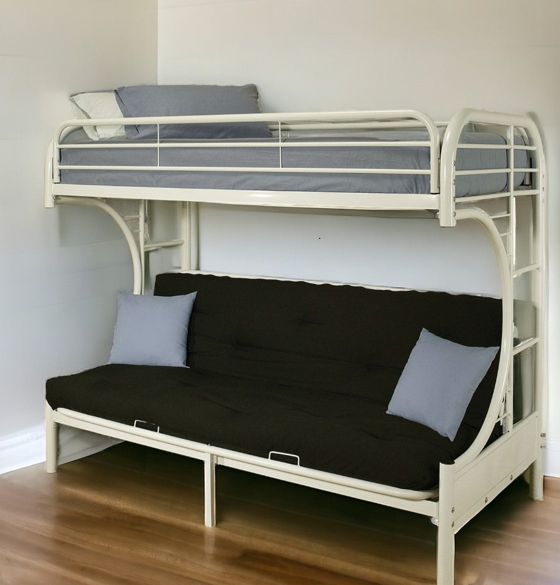 78" X 41" X 65" Twin Over Full Green Metal Tube Futon Bunk Bed