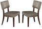 Set of Two Tufted Gray And Brown Upholstered Fabric Open Back Dining Side Chairs