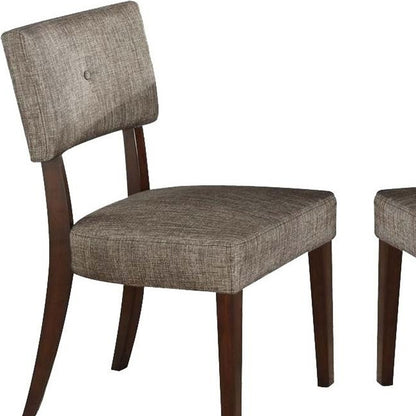 Set of Two Tufted Gray And Brown Upholstered Fabric Open Back Dining Side Chairs