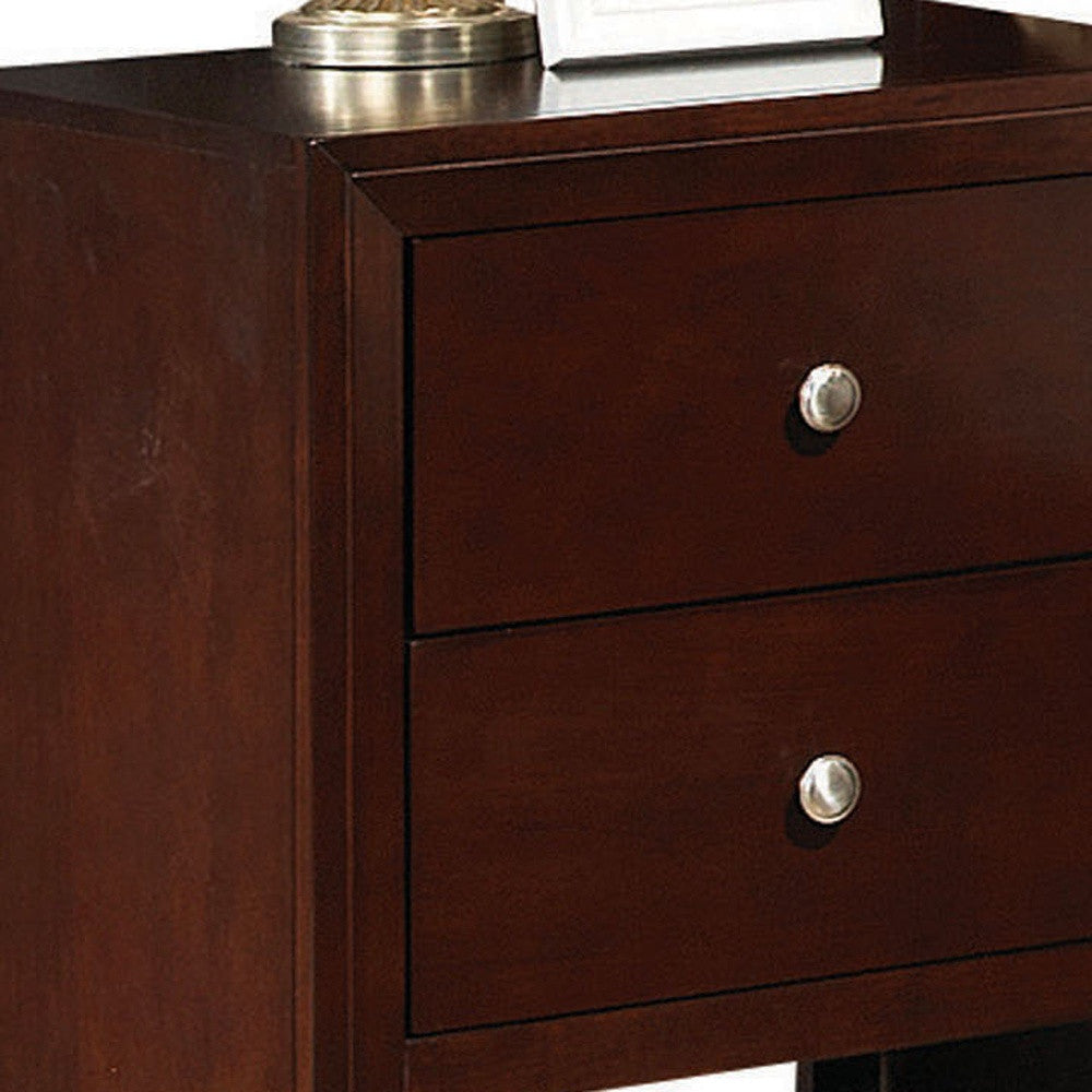 24" Brown Two Drawers Nightstand