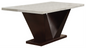 64" White And Dark Brown Marble And Solid Manufactured Wood Pedestal Base Dining Table