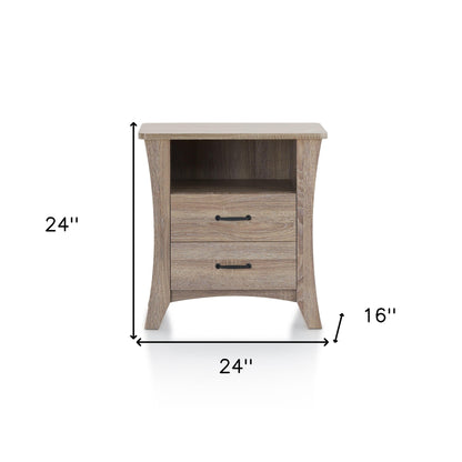 25" White Two Drawers Nightstand