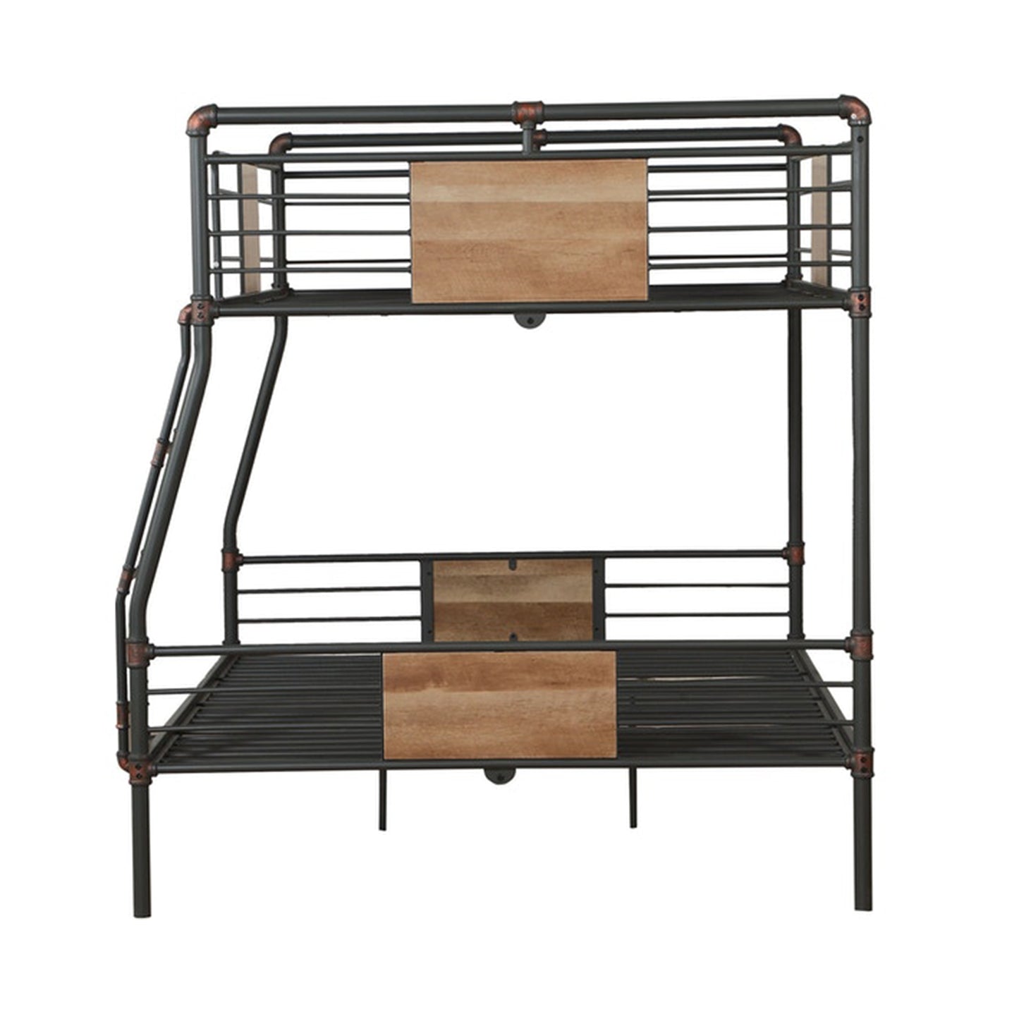 83" X 65" X 68" Sandy Black  Dark Bronze Handbrushed Queen Over Queen Bunk Bed