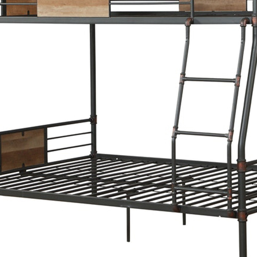 83" X 65" X 68" Sandy Black  Dark Bronze Handbrushed Queen Over Queen Bunk Bed