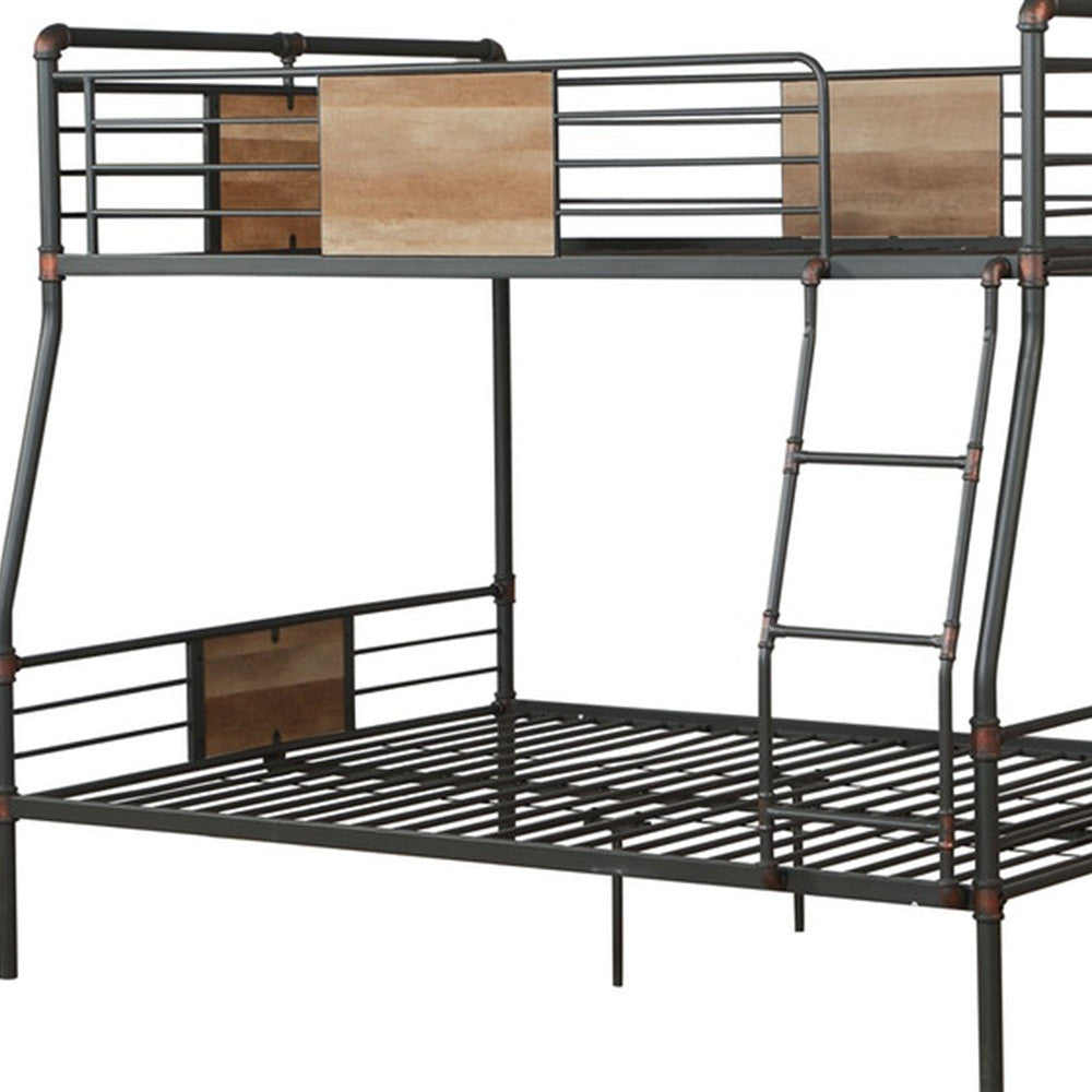 83" X 65" X 68" Sandy Black  Dark Bronze Handbrushed Queen Over Queen Bunk Bed