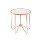 22" Rose Gold And Clear Glass Round End Table