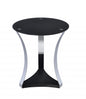 20" Silver And Black Mirrored Glass And Iron Round End Table With Shelf