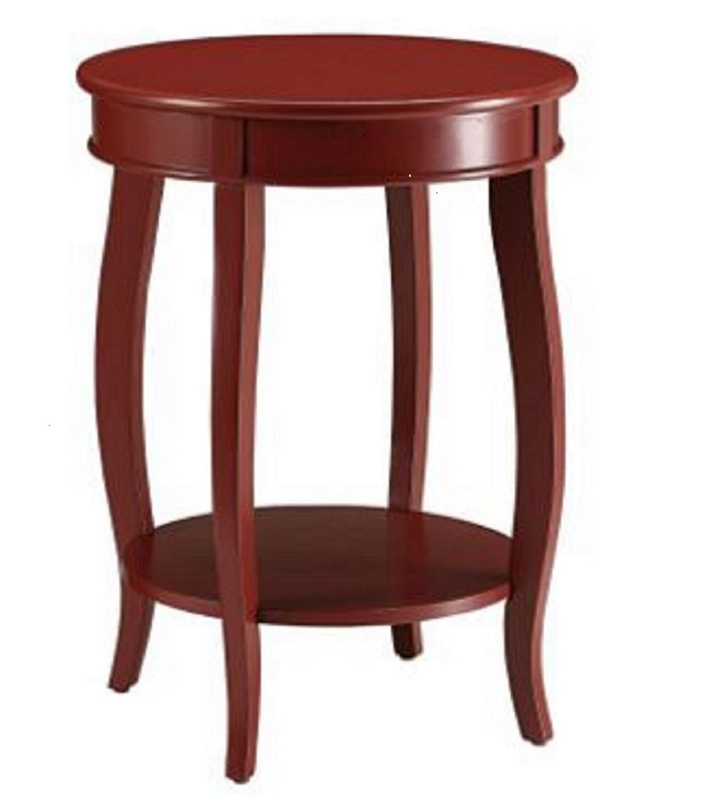 24" White Solid Wood Round End Table With Shelf