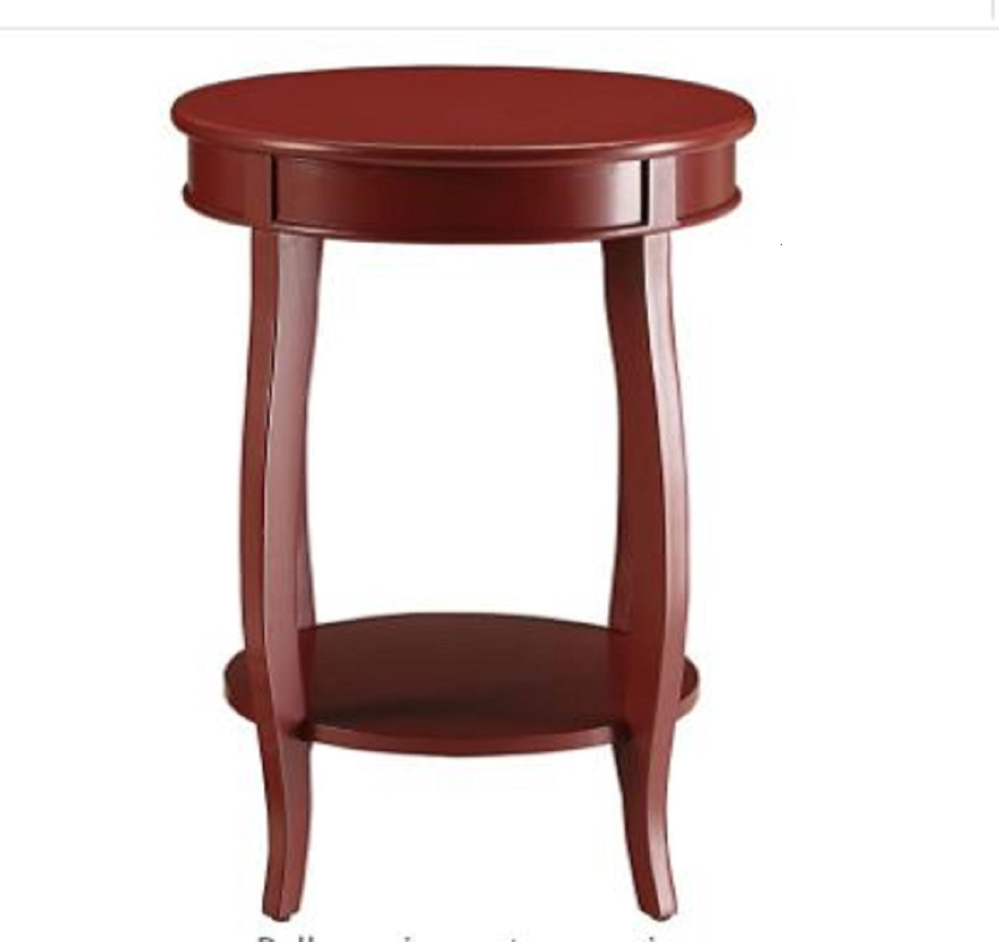 24" White Solid Wood Round End Table With Shelf