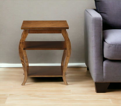 Black Finish Bow Leg Square End Table