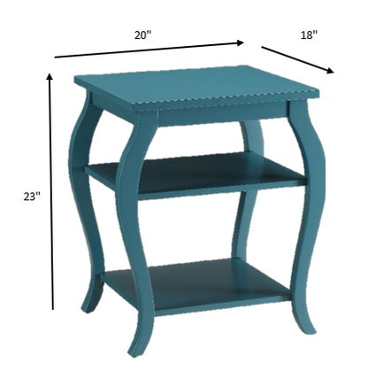 Black Finish Bow Leg Square End Table