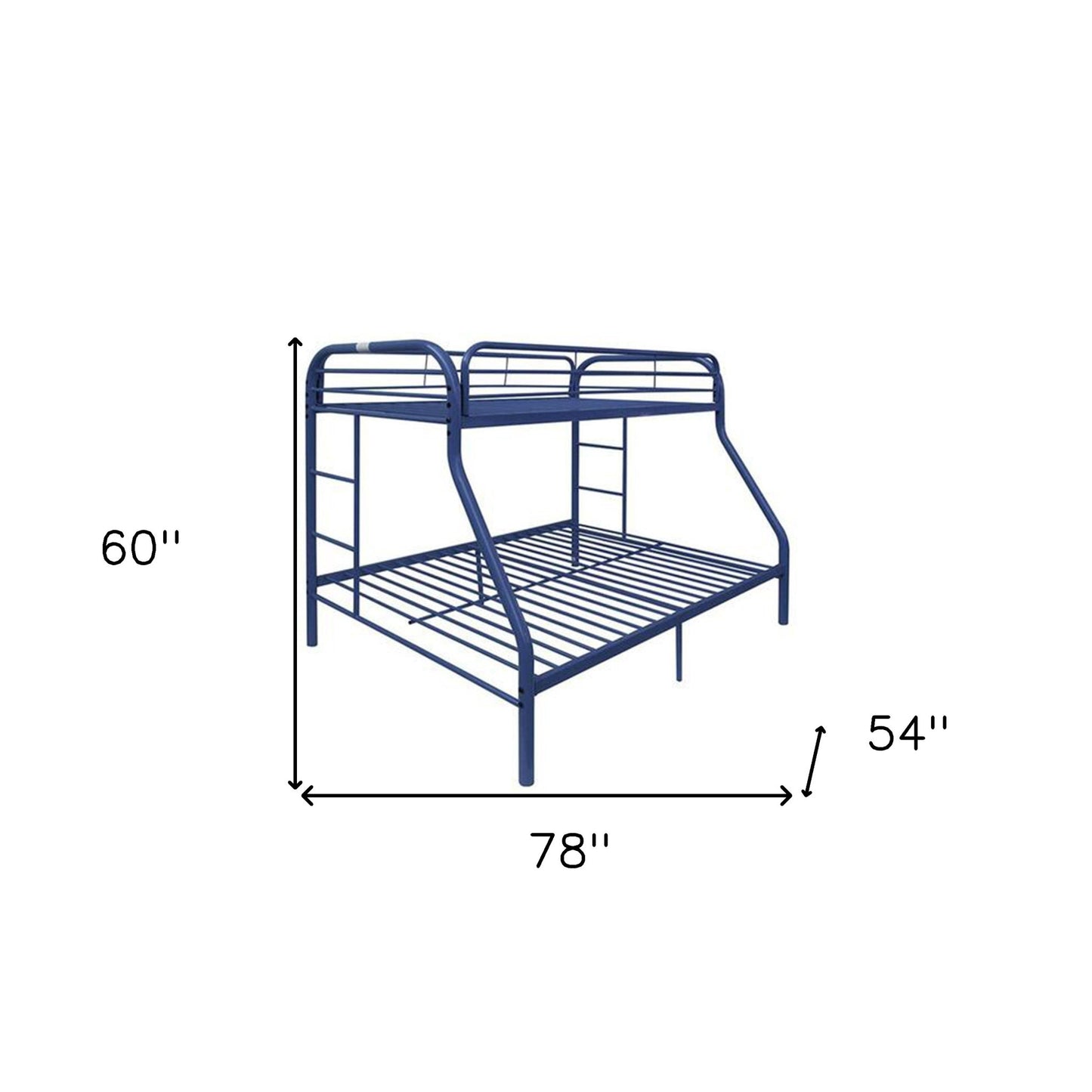 78" X 54" X 60" Twin Over Full Silver Metal Tube Bunk Bed