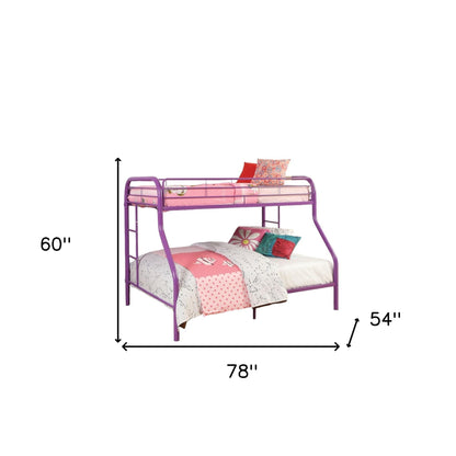 78" X 54" X 60" Twin Over Full Silver Metal Tube Bunk Bed