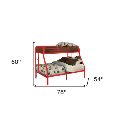 78" X 54" X 60" Twin Over Full Silver Metal Tube Bunk Bed