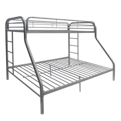 78" X 54" X 60" Twin Over Full Silver Metal Tube Bunk Bed