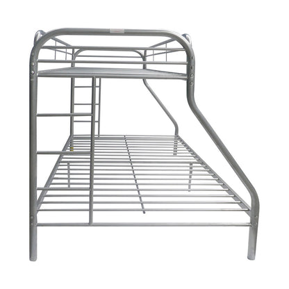 78" X 54" X 60" Twin Over Full Silver Metal Tube Bunk Bed