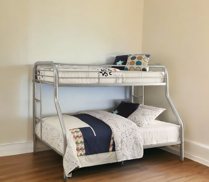 78" X 54" X 60" Twin Over Full Silver Metal Tube Bunk Bed