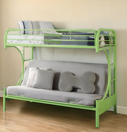 78" X 41" X 65" Twin Over Full Green Metal Tube Futon Bunk Bed