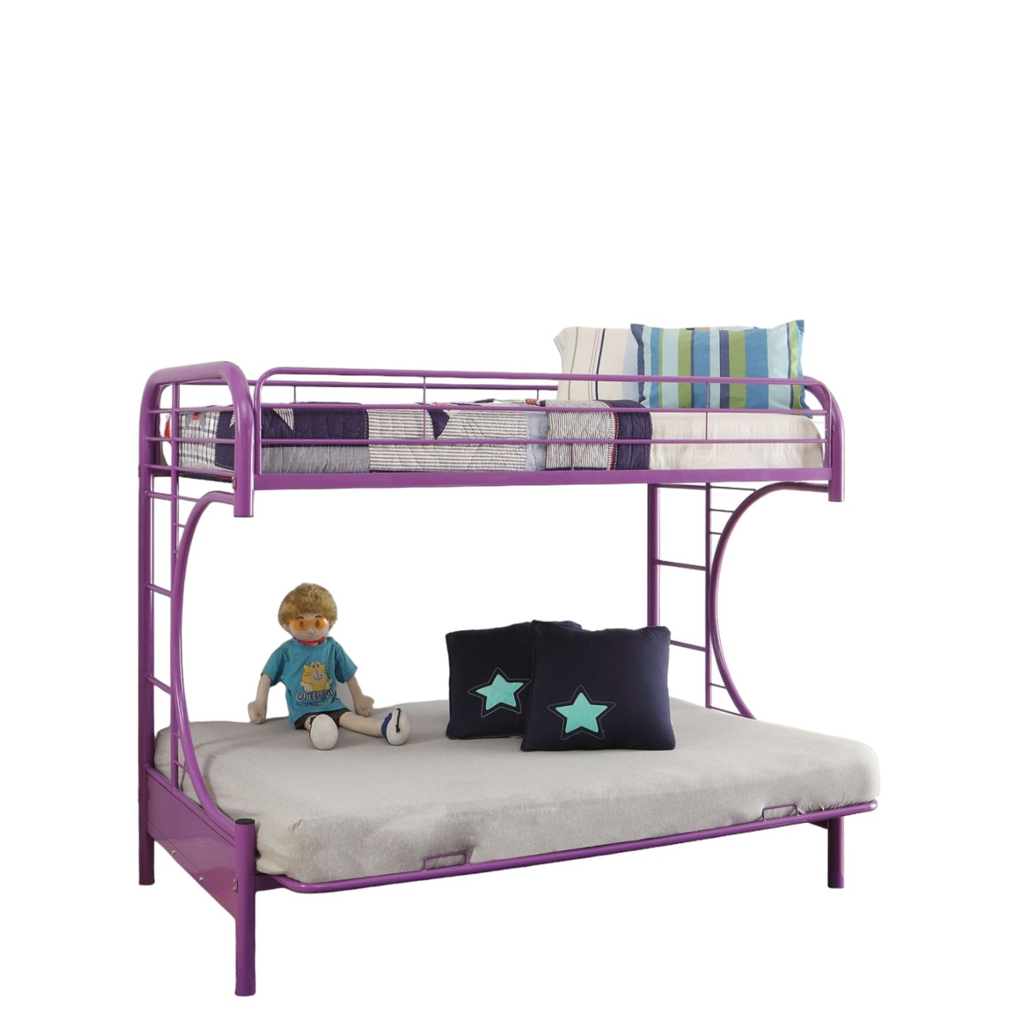 78" X 41" X 65" Twin Over Full Green Metal Tube Futon Bunk Bed