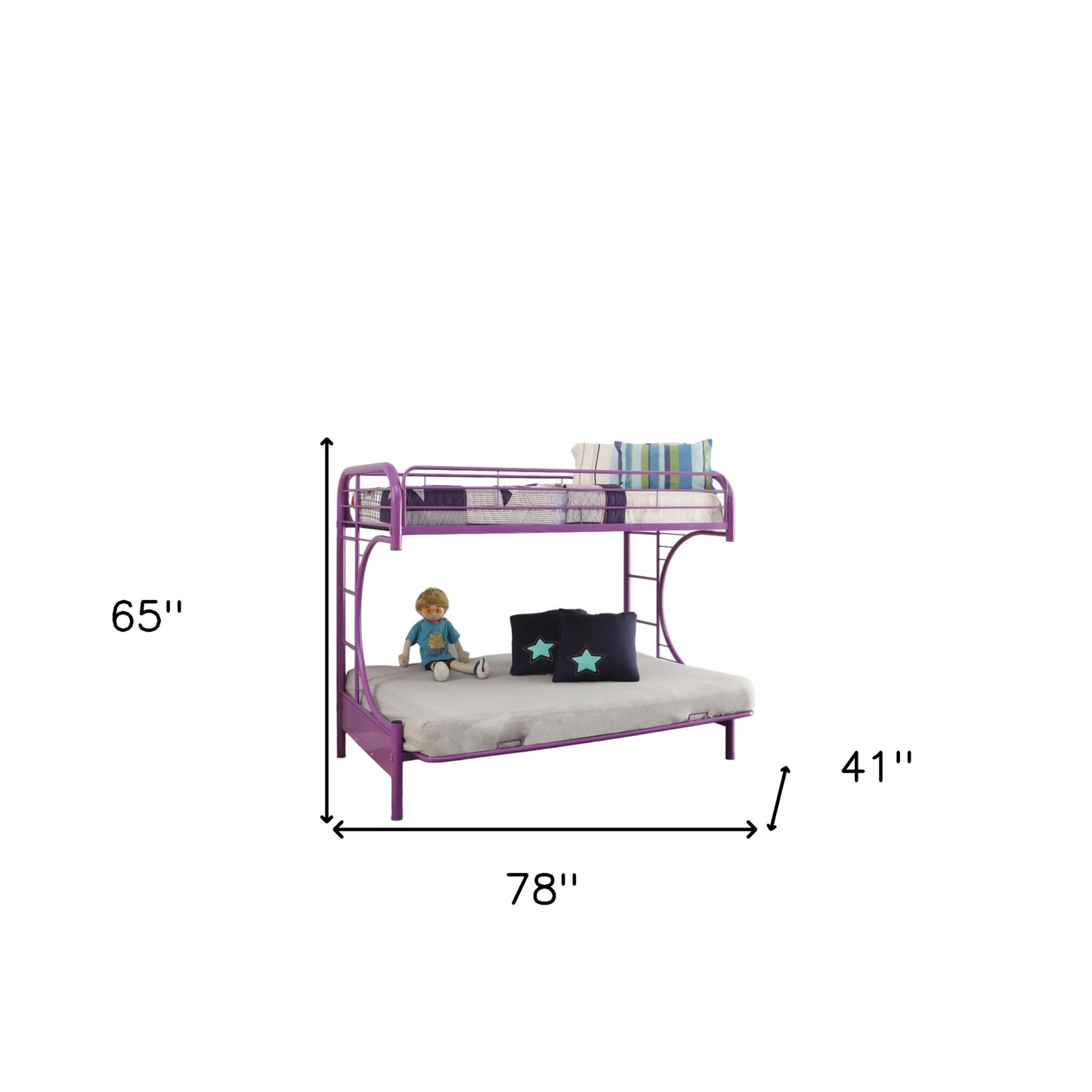 78" X 41" X 65" Twin Over Full Green Metal Tube Futon Bunk Bed