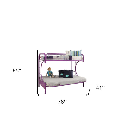 78" X 41" X 65" Twin Over Full Green Metal Tube Futon Bunk Bed