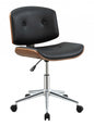 Black Faux Leather Tufted Seat Swivel Adjustable Task Chair Leather Back Steel Frame