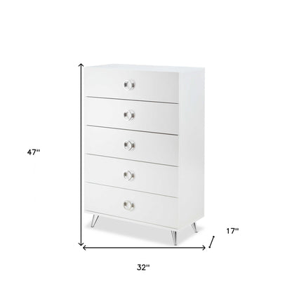 32" White Five Drawer Standard Chest