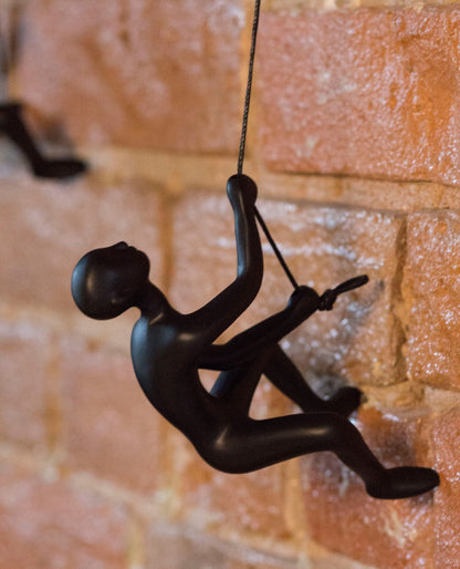 6" Black Unique Climbing Man With Rope Wall Art