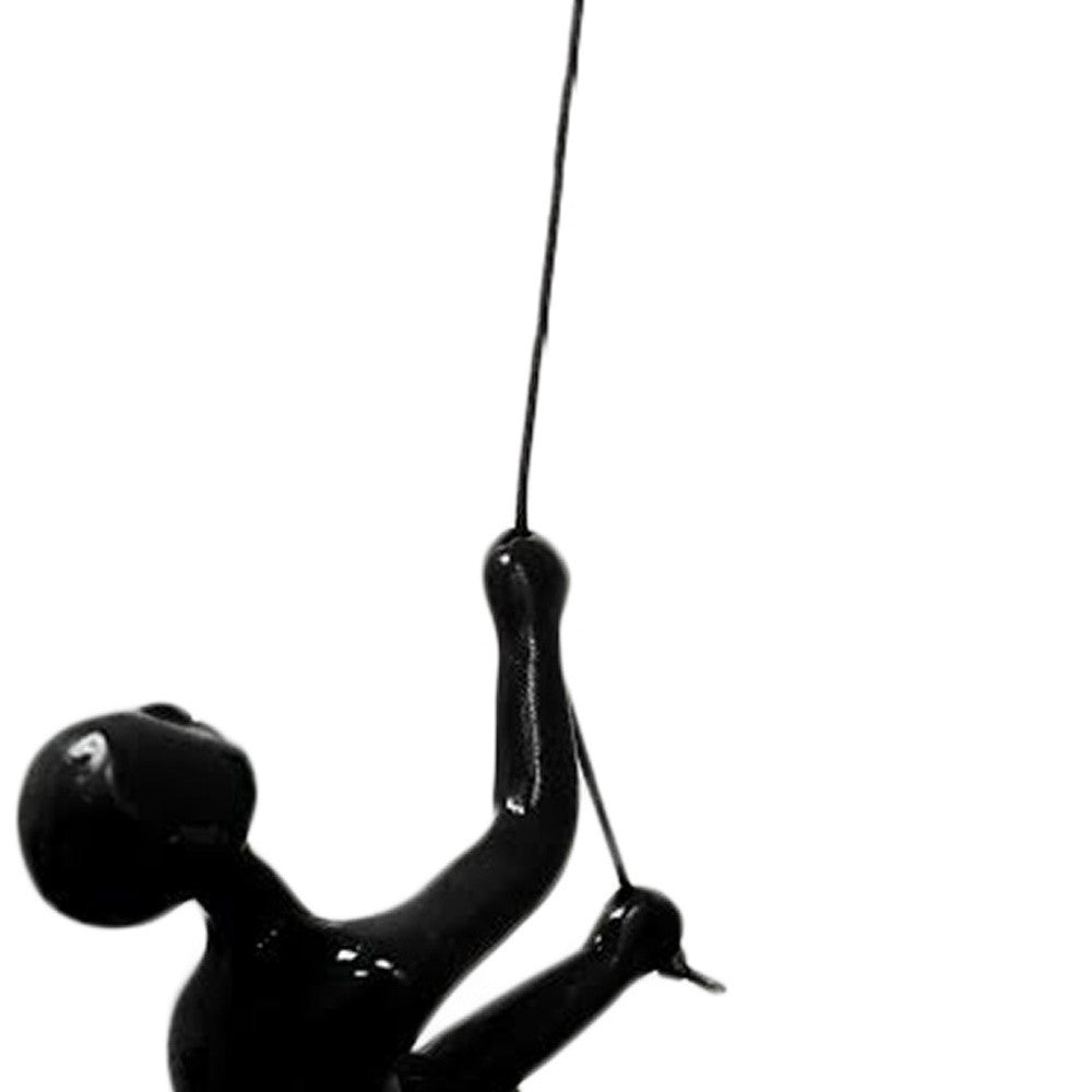 6" Black Unique Climbing Man With Rope Wall Art