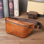 Load image into Gallery viewer, Baotou Layer Cowhide Phone Belt Large Capacity Sports Crossbody Chest Bag
