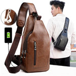 Load image into Gallery viewer, Luxury Brand Messenger Bag Leather Men Chest Bag Vintage Crossbody Shoulder Bag Men&#39;s Business Sling Bags Male Casual Chest Pack
