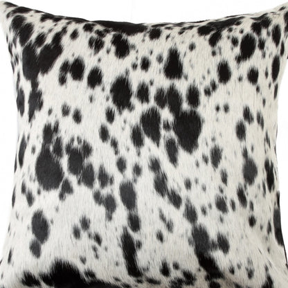 18" Black Cowhide Throw Pillow